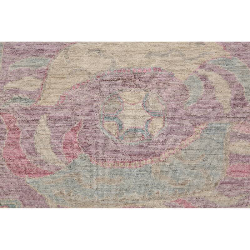 Hand Knotted Oriental 100% Wool Carpet Transitional Geometric Multi-Colored Oushak Area Rug - 9' 0'' X 8' 10''