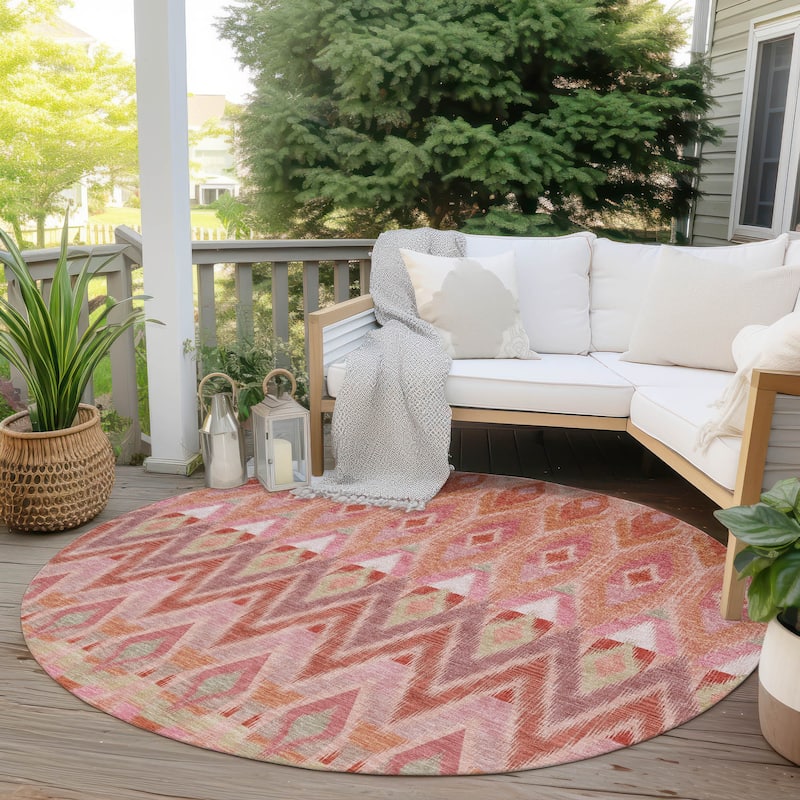 Machine Washable Indoor/ Outdoor Chantille Geometric Boho Rug
