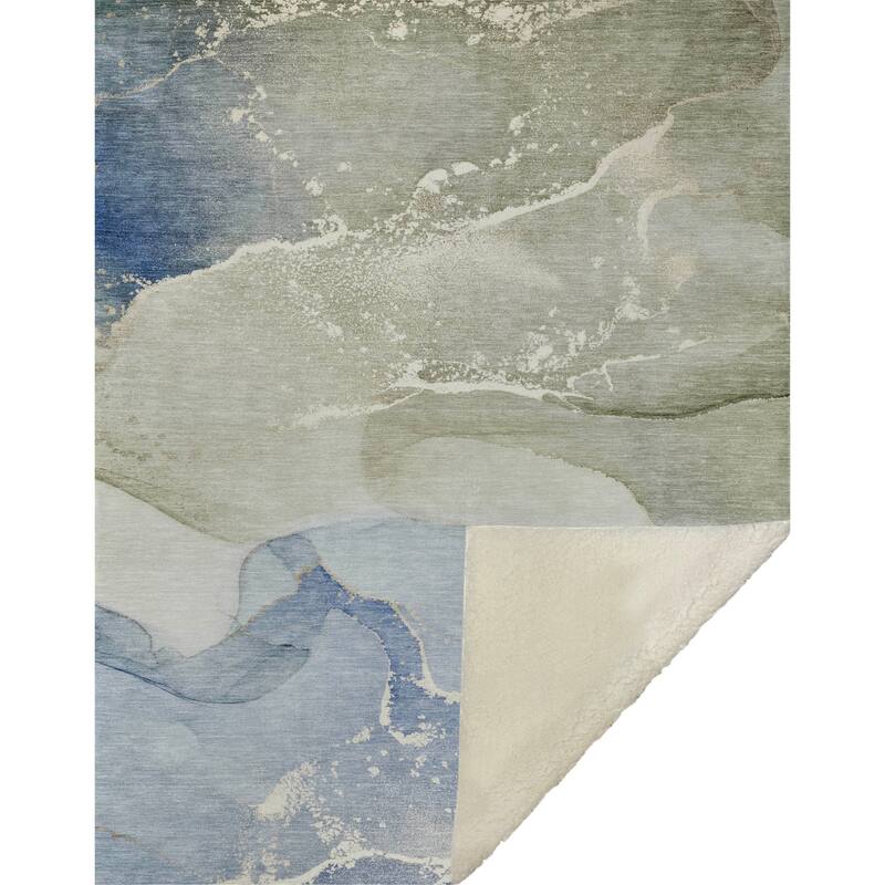 Premium Machine Washable Abstract Contemporary Sherpa Throw Blanket