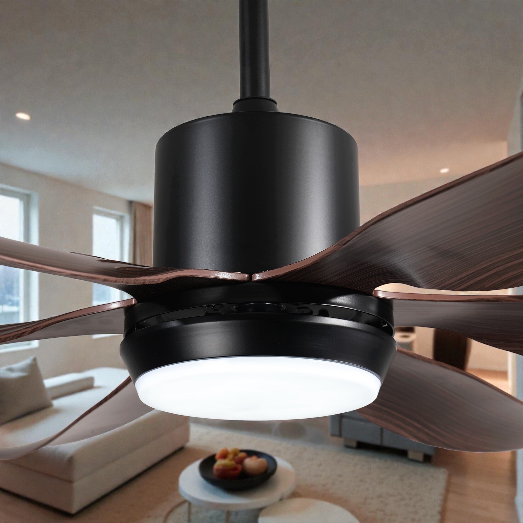 56 Inch Ceiling Fan with Light, 6 ABS Blades, 3-Color 18W LED