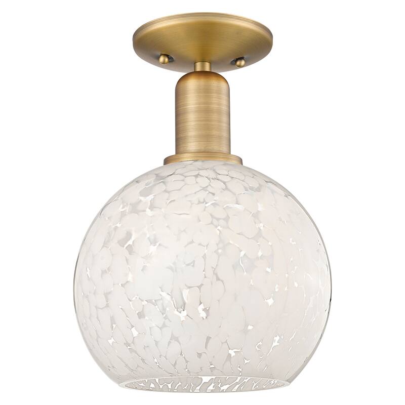 Innovations Lighting 716-1C-12-8 White Mouchette Semi-Flush White - Brushed Brass / White Mouchette