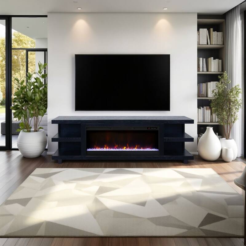 Bridgevine Home Laurel Canyon 82 inch Fireplace TV Stand for TVs up to 90 inches, Minimal Assembly - Clove