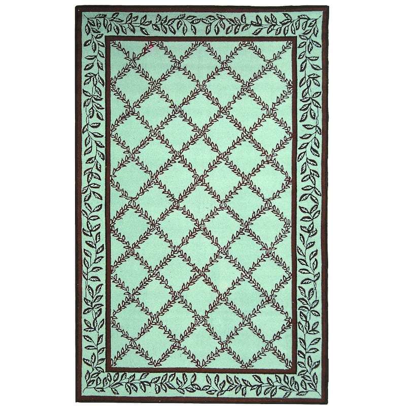 SAFAVIEH Handmade Chelsea Kimber Trellis French Country Wool Rug - 3'9" x 5'9" - Blue/Brown - Rectangle