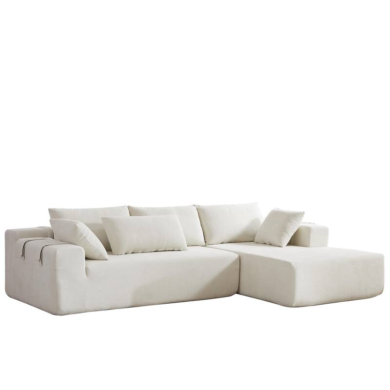 108" Chenille L-Shaped Modular Sectional Sofa with 6 Pillows
