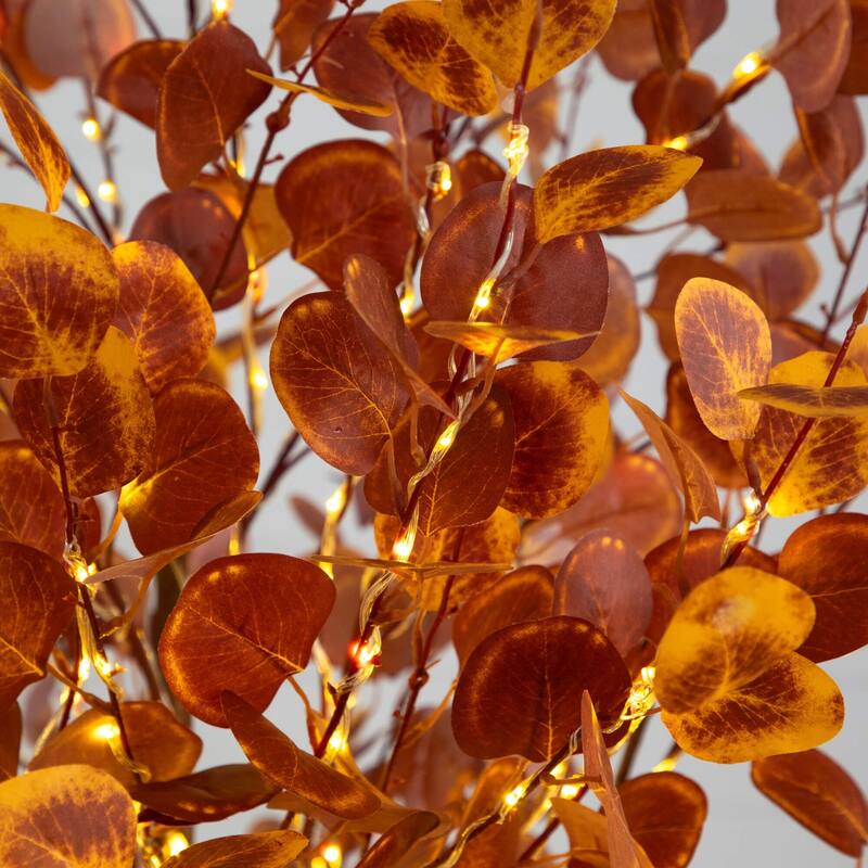 Pre-lit Fall Harvest Grand Eucalyptus Artificial Tree - 7' - Warm White LED Lights