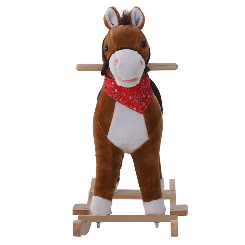 Kids Plush Rocking Horse with Authentic Neighing Sounds, Soft Body, and Developmental Benefits, for Toddlers 36 Months+