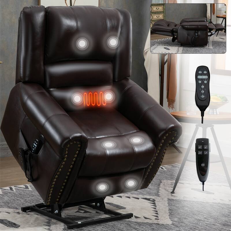 Roomfitters Dual Motor Power Lift Recliner, Infinite Position Massage Chair with 180-Degree Recline and USB