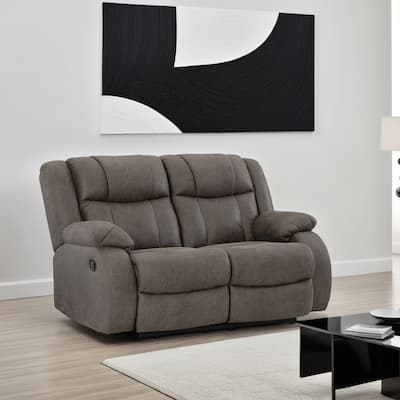 Perth Manual Reclining Loveseat, Foam, Slate Gray Faux Leather 61 Inch