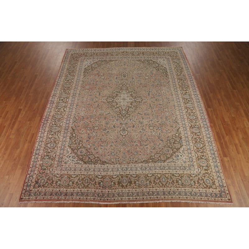 Traditional Mashad Persian Area Rug Hand-Knotted Wool Carpet - 9'10" x 11'11"