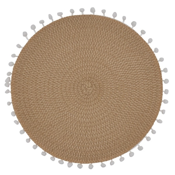 Pom Pom Design Placemats (Set of 4) - Set of 4 - Natural - 15"x15"