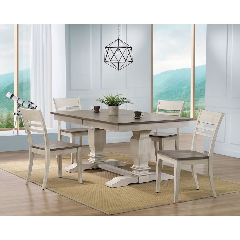 Double Transitional Pedestal Dining 7-Piece Dining Set