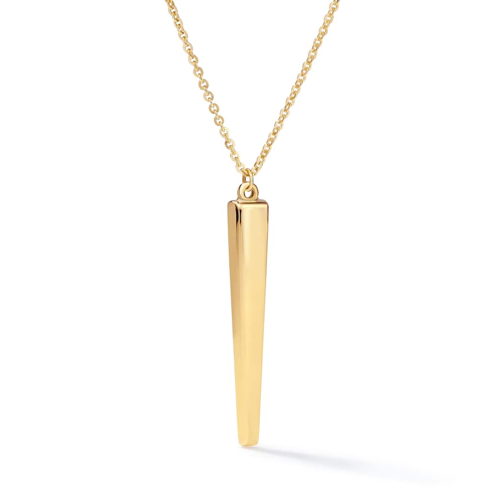 Clover 14K Yellow Gold Vertical Bar Pendant Necklace - Adjustable 16-18"