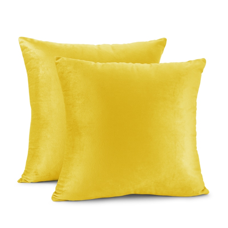 Porch & Den Cosner Microfiber Velvet Throw Pillow Covers (Set of 2) - 26" x 26" - Yellow