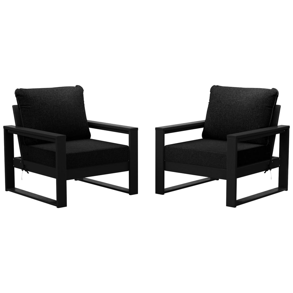 Endless Patio Deep Seating Club Chair with Black Frame (Set of 2)