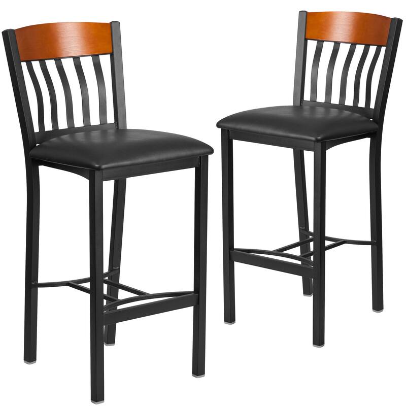 2 Pk. Eclipse Series Vertical Back Metal and Wood Restaurant Barstool - 17"W x 23"D x 42.75"H - 17"W x 23"D x 42.75"H