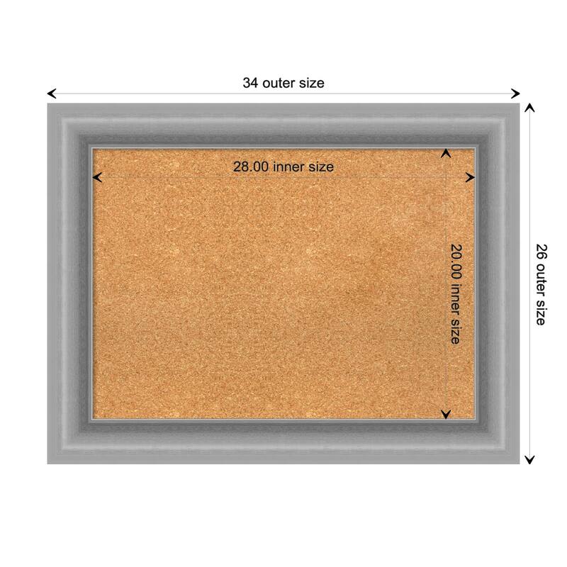 Peak Polished Nickel Framed Natural Corkboard Bulletin Board - Board Size 28x20