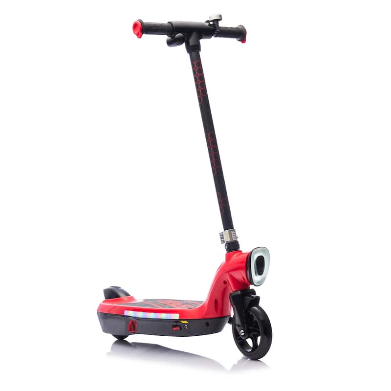 Kids Ride On Electric Scooter With Kickstand,Scooter Bell,Wider Pedal,Non-Slip Handle,Colorful LED Lights,For Kids 6+.