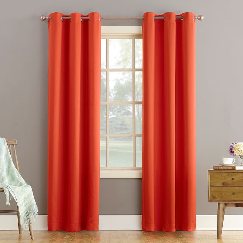Sun Zero Talisha Grommet Room Darkening Window Curtain Panel - 40 x 84 - Tangerine