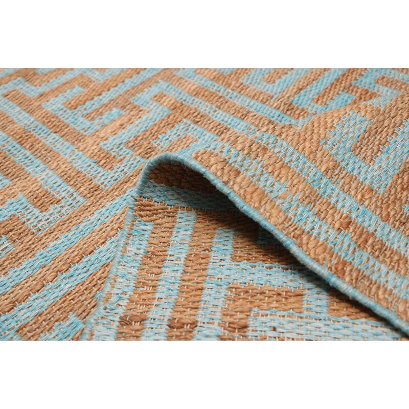 ECARPETGALLERY Flat-Weave Palas Denizli Light Blue, Tan Kilim - 5'3 x 7'6