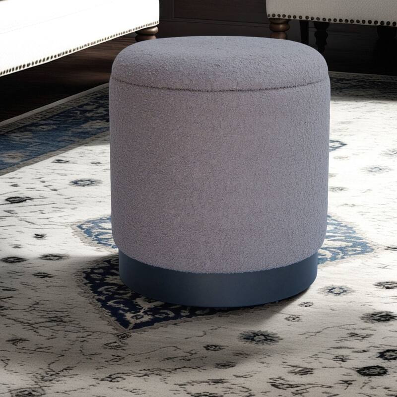 Handwoven Storage Ottoman with Matte Black Metal Base - Solid Wood Frame