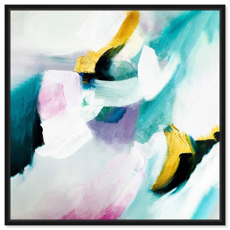 Art Remedy Still Violas Ii Framed Blue Abstract 1 Piece Canvas Wall Art - 41 x 41 - Black