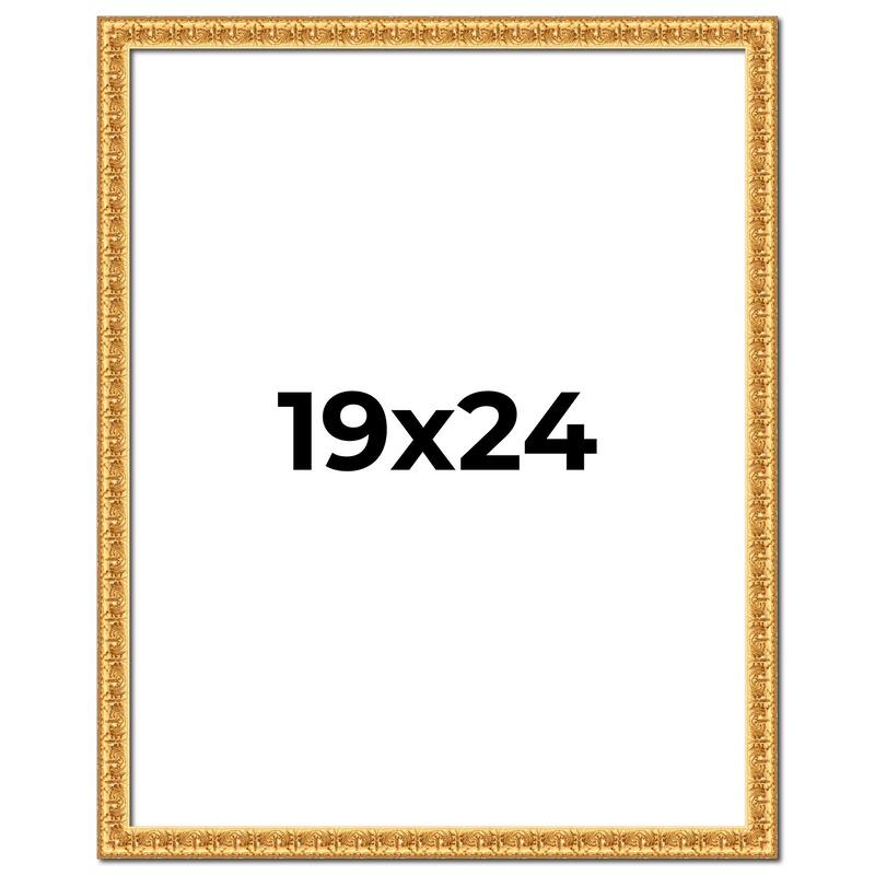 19x24 Frame Gold Real Wood Picture Frame Width 1 inches | Interior