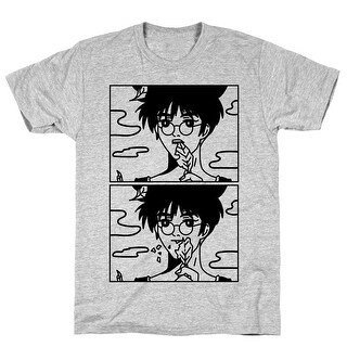 Shop Anime Guy Eating A Leaf Athletic Gray Men S Cotton Tee By