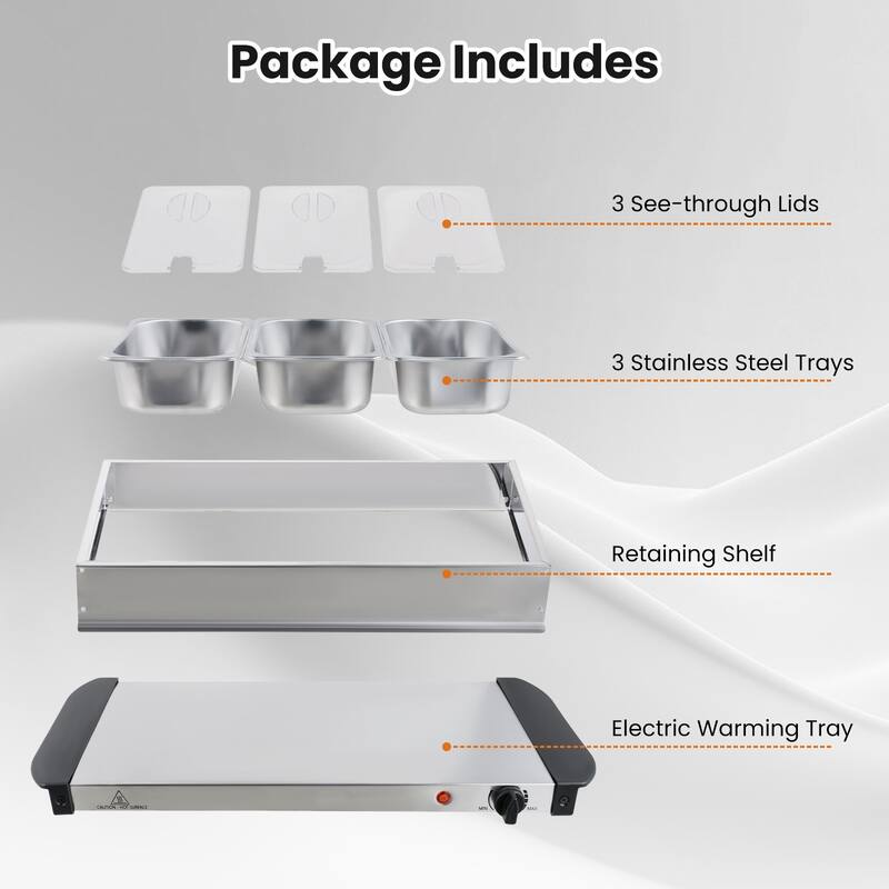 Electric Buffet Server Food Warmer with 3 Removable Trays - Multi