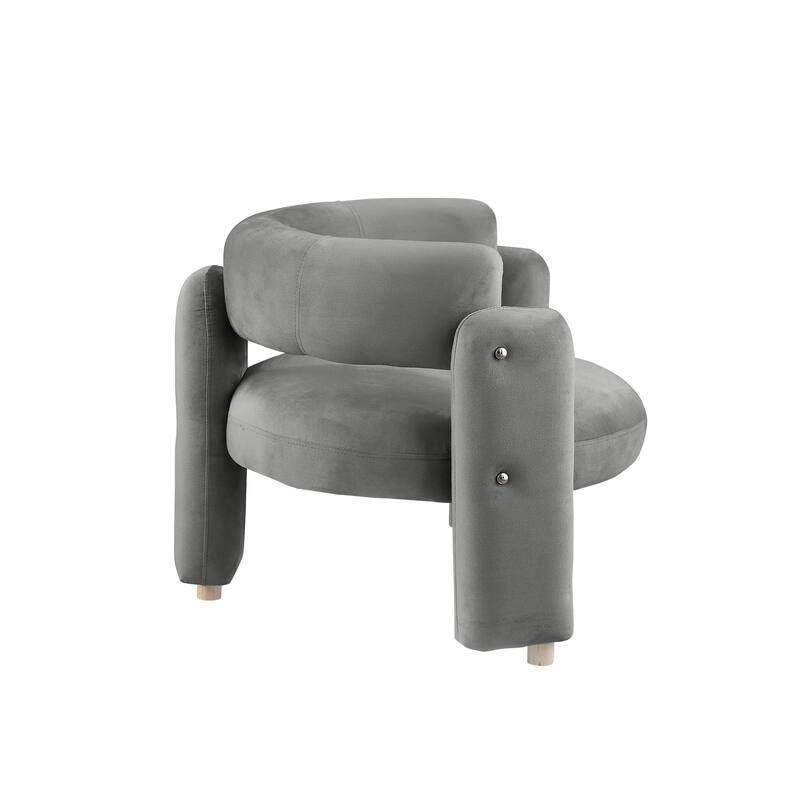 Grey Modern 35.43" Accent Chair with Solid Wood Frame and Waterfall Seat Cushion