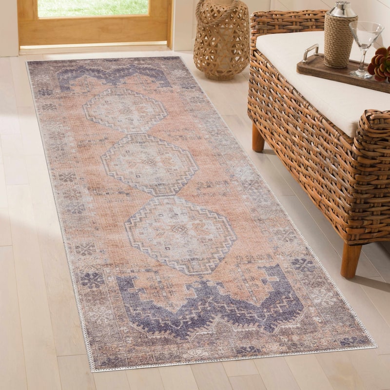 Hauteloom AUY Collection Machine Washable Persian Medallion Area Rug