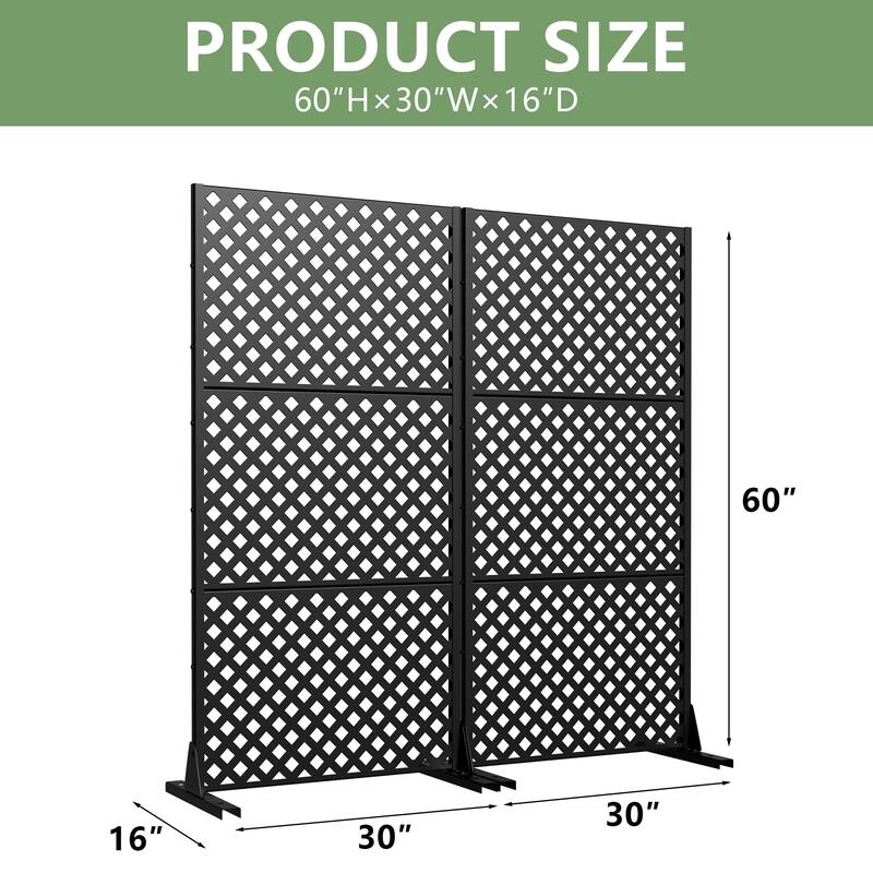Outdoor Rectangle Privacy Screens Metal Screen Fence Panel Set of 2