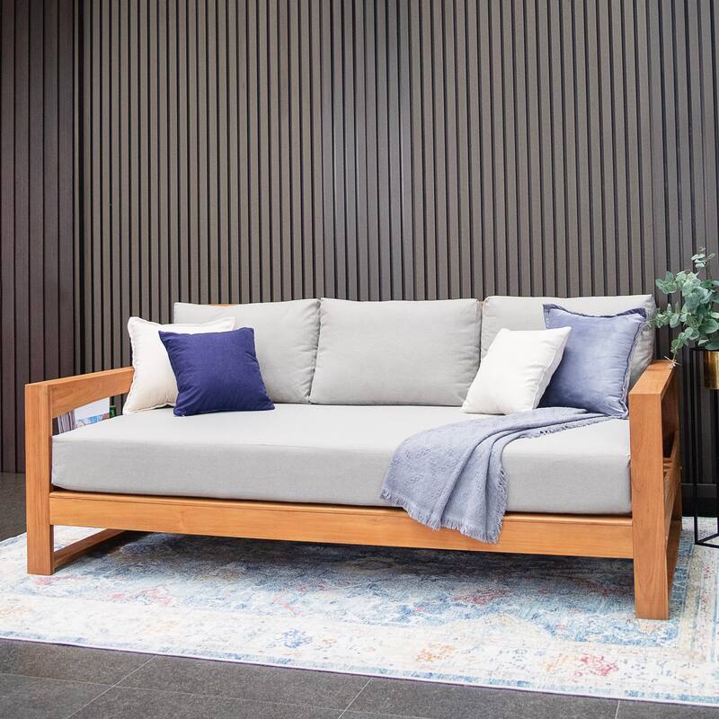 Cambridge Casual Napa Teak Outdoor Patio Daybed with Cushion - Natural Teak/Gray Cushion