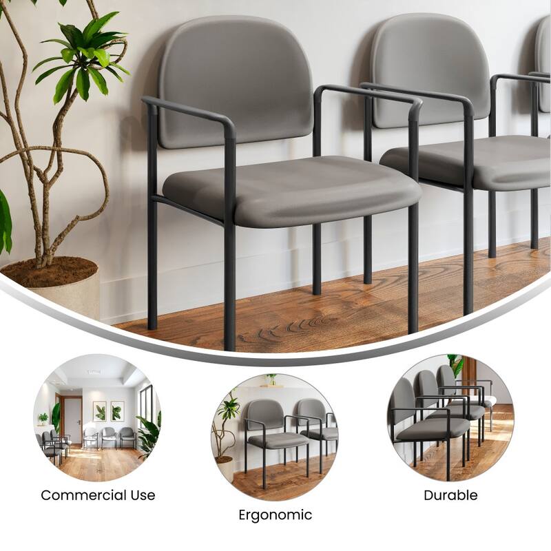 Comfort Stackable Steel Side Reception Chair with Arms - 23.5"D x 23.75"W x 33.25"H