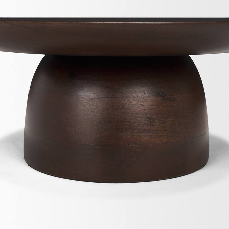 Sadira Small Mid-Dark Brown Solid Wood Round Riser