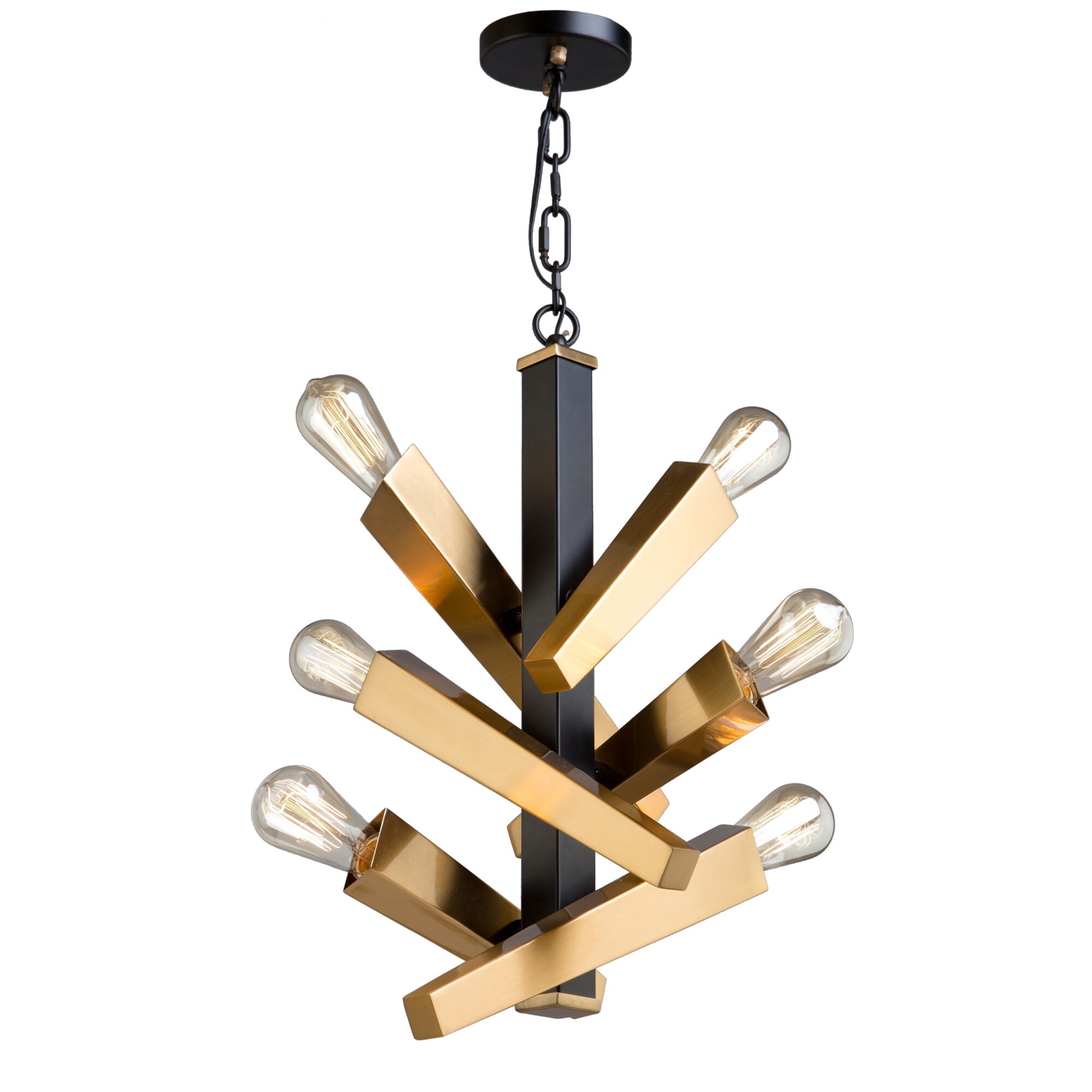 ARTCRAFT Olympia Black and Satin Brass Transitional Linear Kitchen Island Light