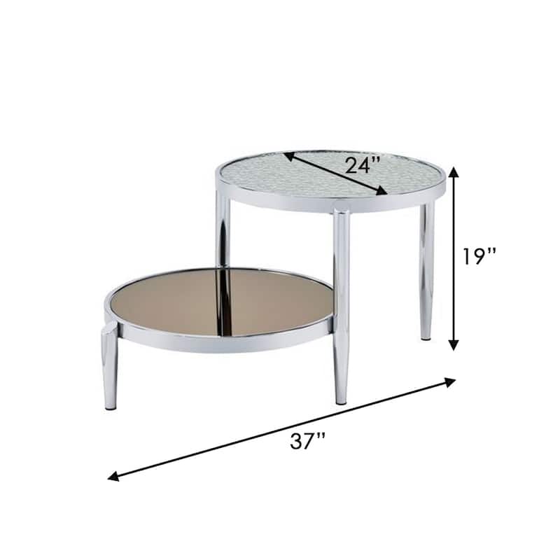 Twin Top Coffee Table with Tubular Rounded Legs, Silver