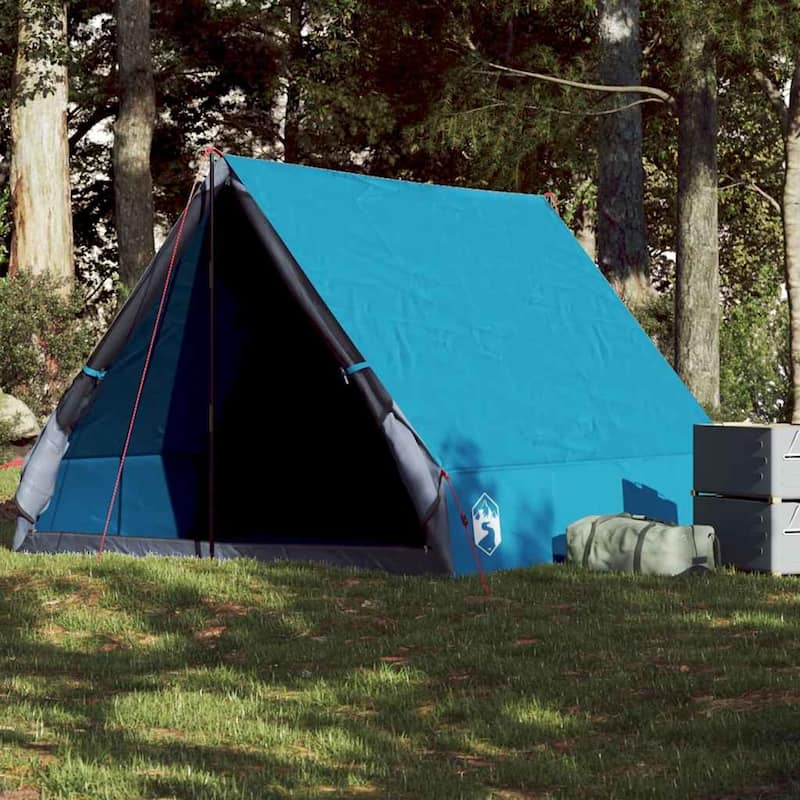 vidaXL Camping Tent A-Frame 2-Person Green Waterproof - Blue - 82.7 x 59.1 x 47.2