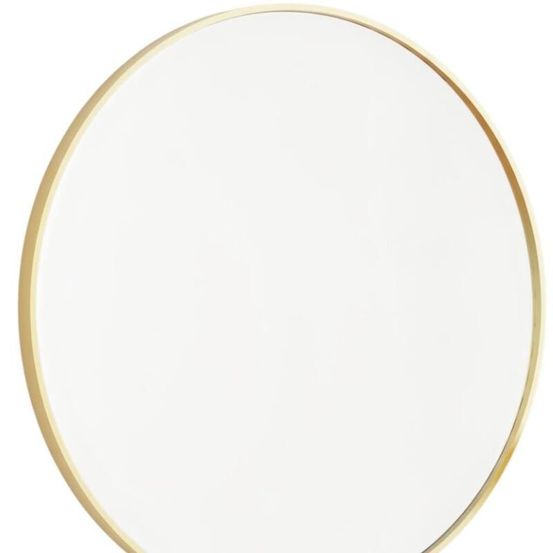 HomeRoots 20" Gold Metal Round Framed Bathroom Vanity Mirror - 20.00 in. x 20.00 in. x 1.30 in.