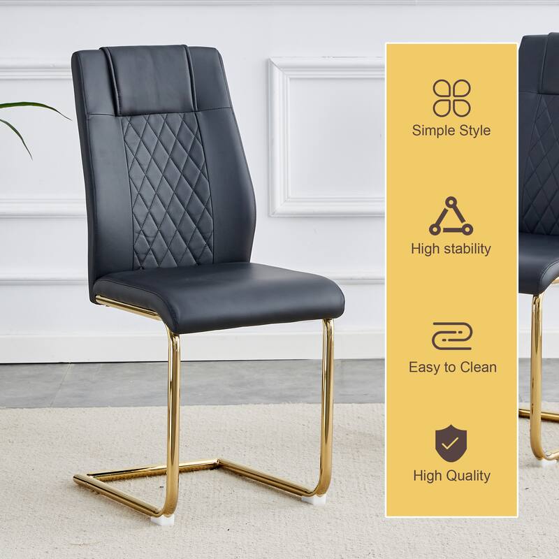 Roomfitters 7pcs Sintered Stone Dining Table Set with Golden Butterfly Legs and PU Upholstered Chairs, Black