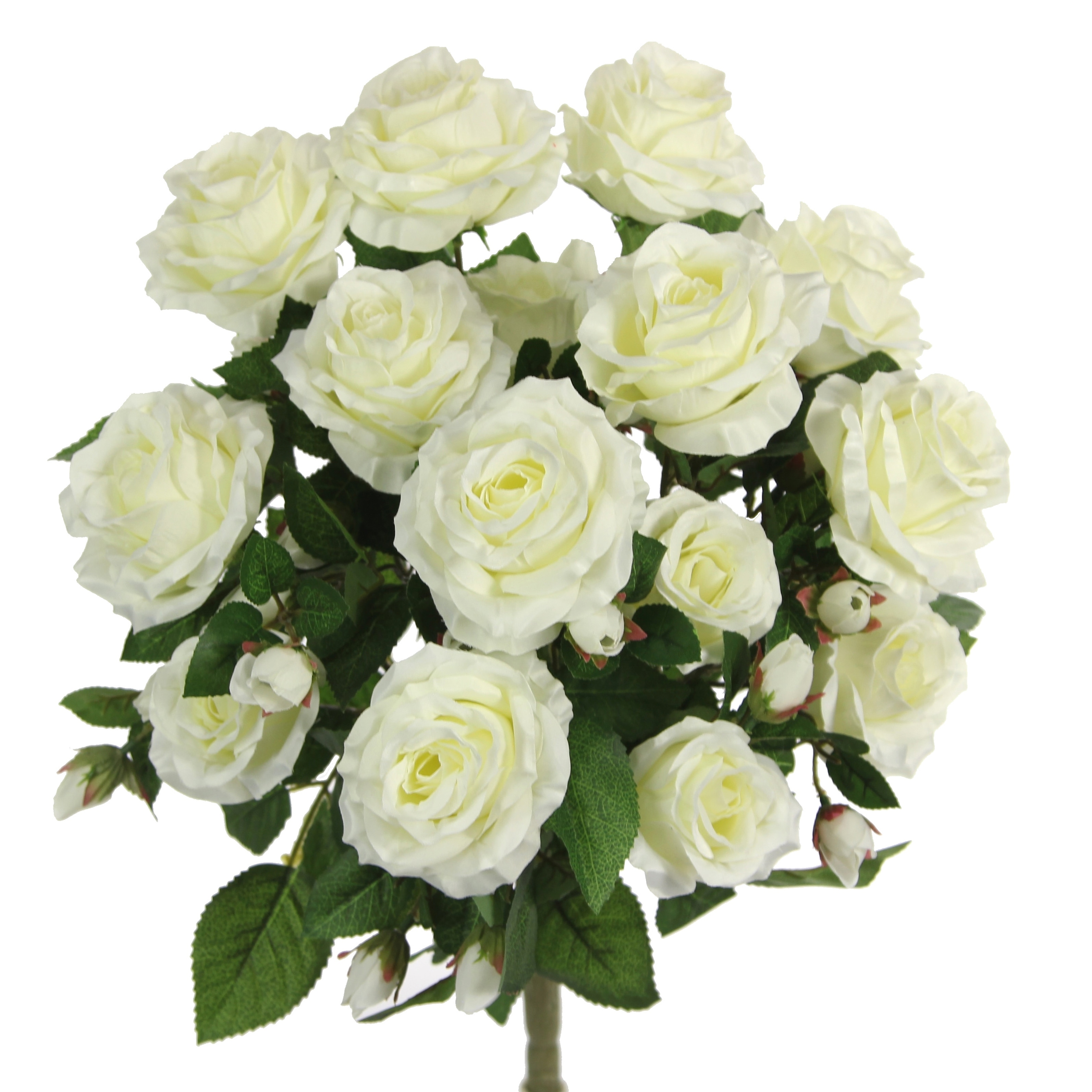 5 Stems Faux Rose and Rose Bud Flower Bush - Overstock - 19812936
