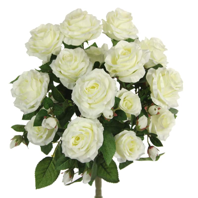 5 Stems Faux Rose and Rose Bud Flower Bush