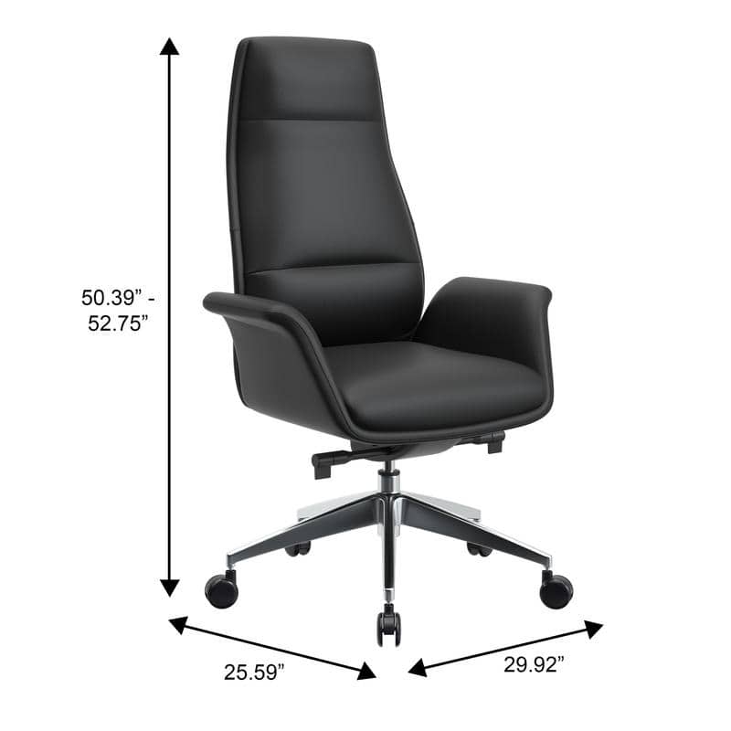 Summit High-Back Swivel Leather in Metal Frame Office Desk Chair with Adjustable Height, Synchro Tilt & Plush Cushion Comfort