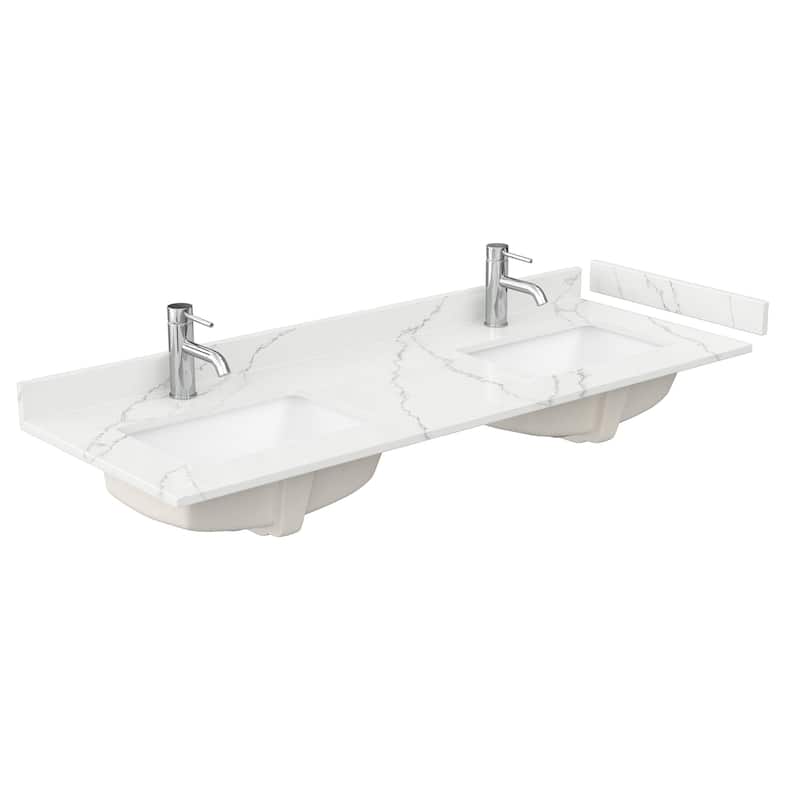 Sheffield 60-inch Double Vanity, Single Hole Quartz Top,58-inch Mirror