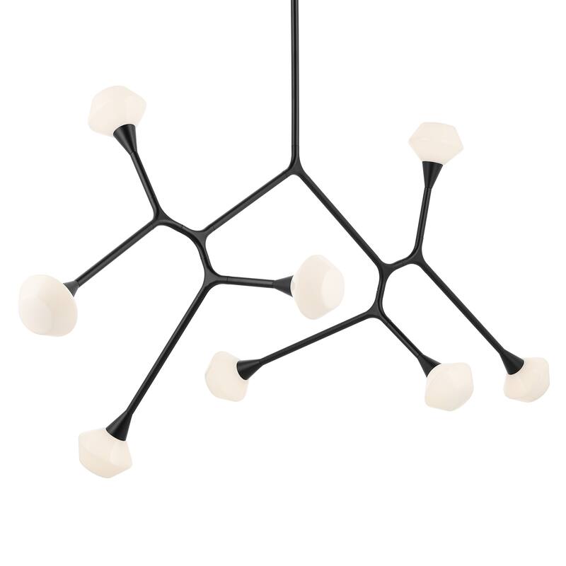 Cassius 61.25 Inch 8 Light Convertible Chandelier with Opal Glass in Black