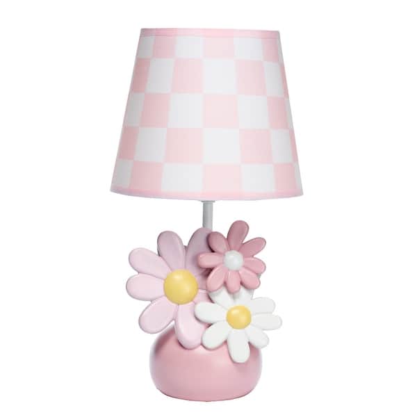slide 2 of 6, Lambs & Ivy Daisy Dreams Hand-Painted Pink Floral Lamp w/ Shade and LED Bulb