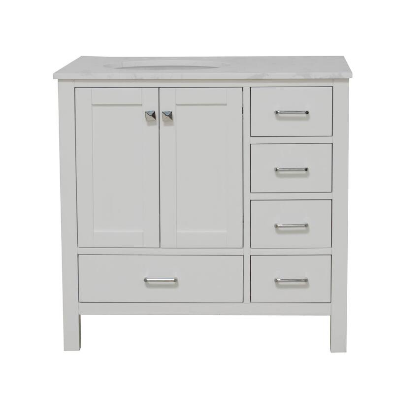 KitchenBathCollection Horizon 36" Bathroom Vanity with Engineered Carrara Top