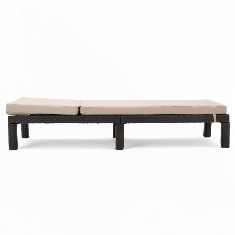 Outdoor CHAISE LOUNGE, DARK BROWN FRAME WITH BEIGE CUSHION