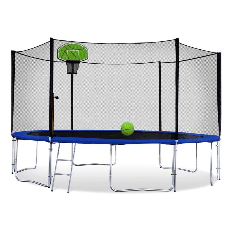 Outdoor Trampoline with Enclosure Net for Kids Adults, 15 Foot Round ...