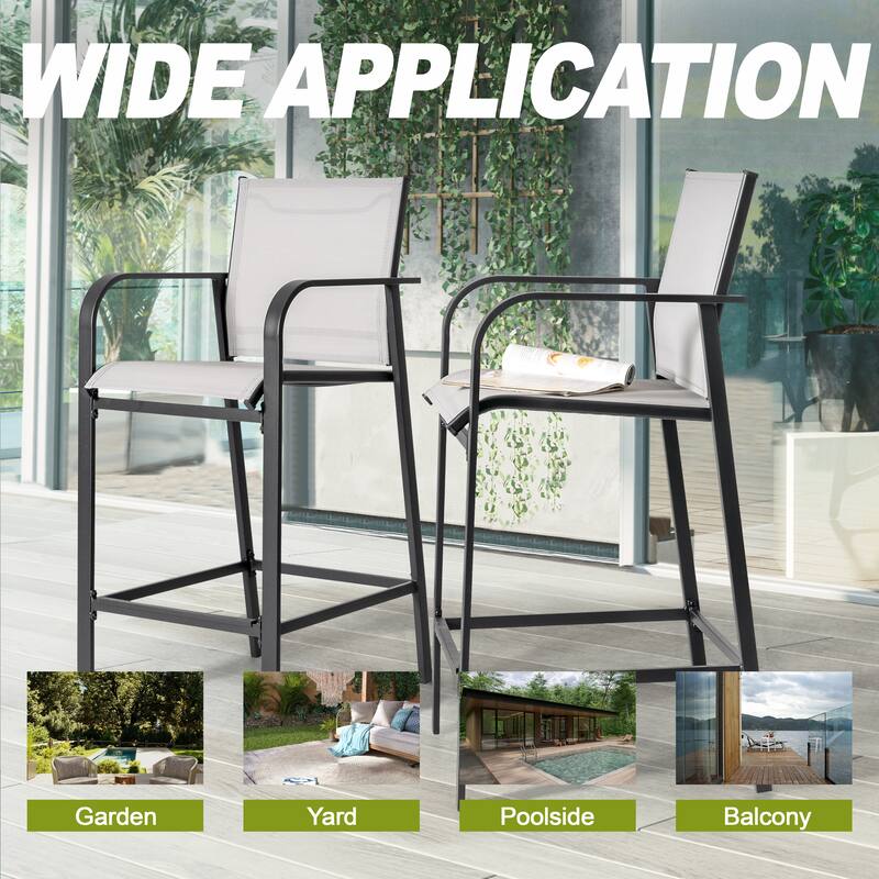 Patio 5-Piece Bar Set with Umbrella Hole, Textilene Bar Stools