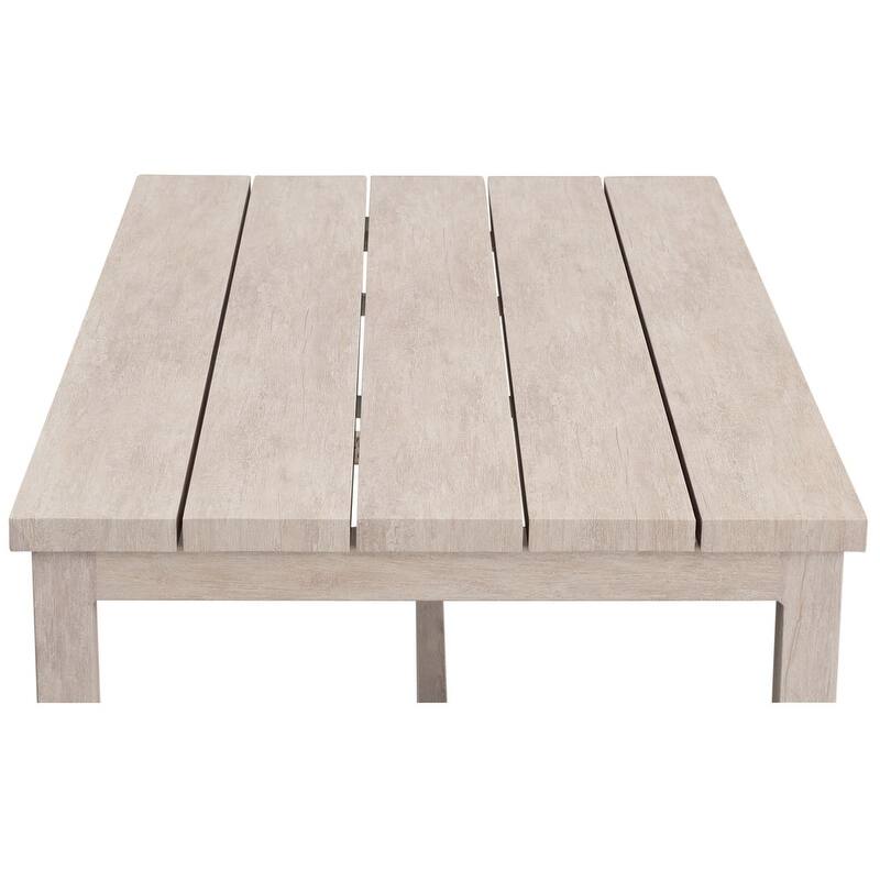 Solid Construction Durable Aluminum Coffee Table,Whitewashed Birch Look